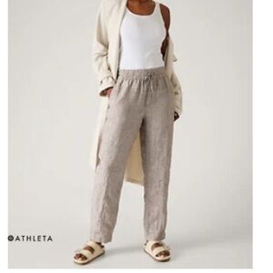 Athleta Retreat Linen Ankle Pants, Medium Pyrite